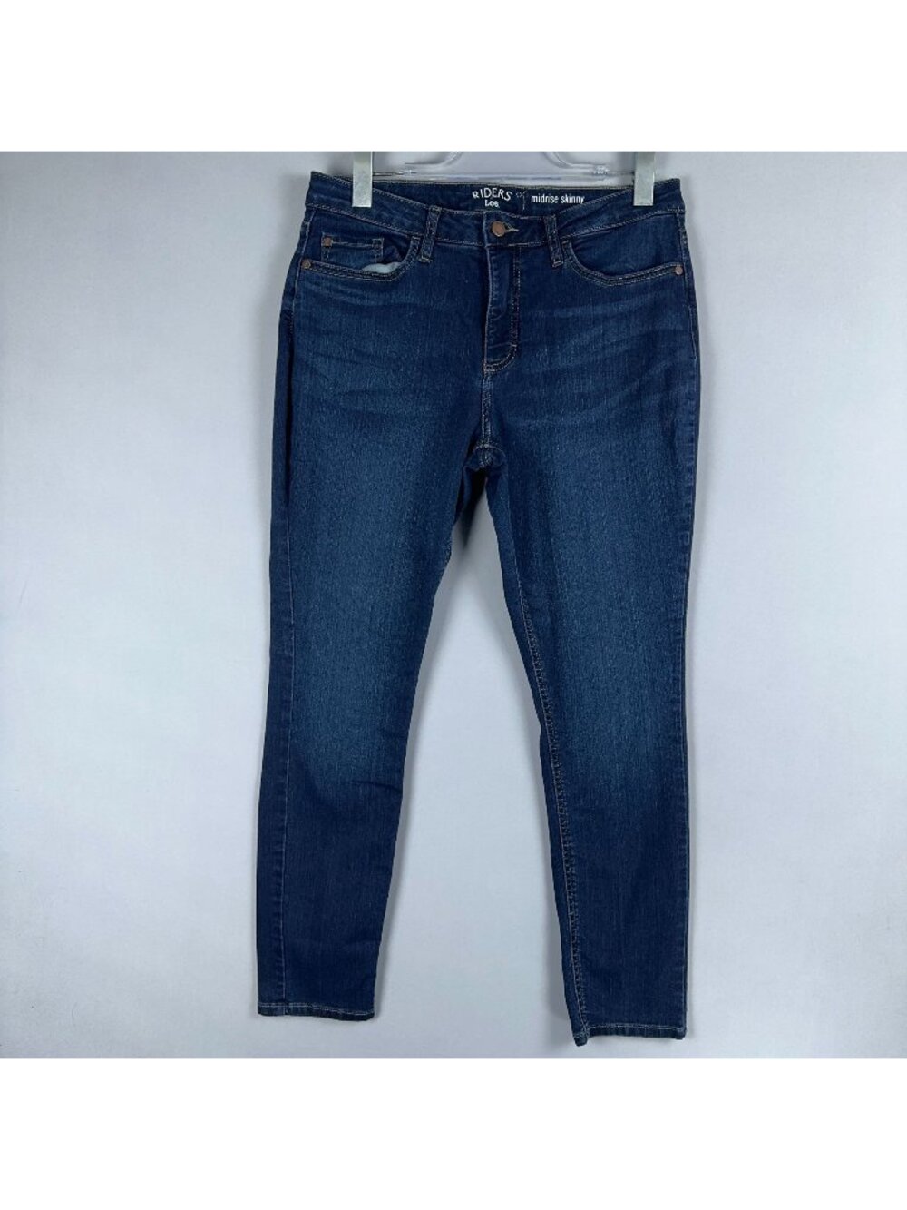 Riders By Lee Jeans Womens Size 14 Skinny Mid Rise Blue Dark Wash